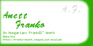 anett franko business card